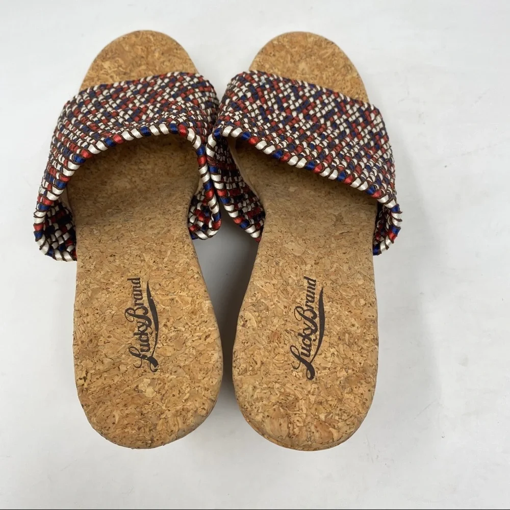 Lucky Brand Marilynn Cork Platform Sandals Comfort Stretch Women's Size 8.5